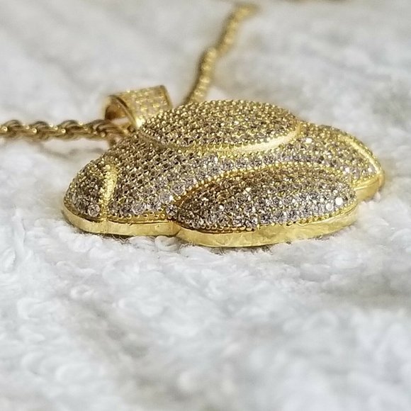 Sterling Silver 925 Flower Zirconia Gold Finishin - Picture 4 of 6